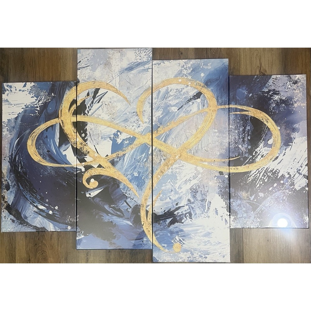 iHAPPYWALL 4 Panel Infinity Heart Canvas Wall Art Abstract 48X32 in